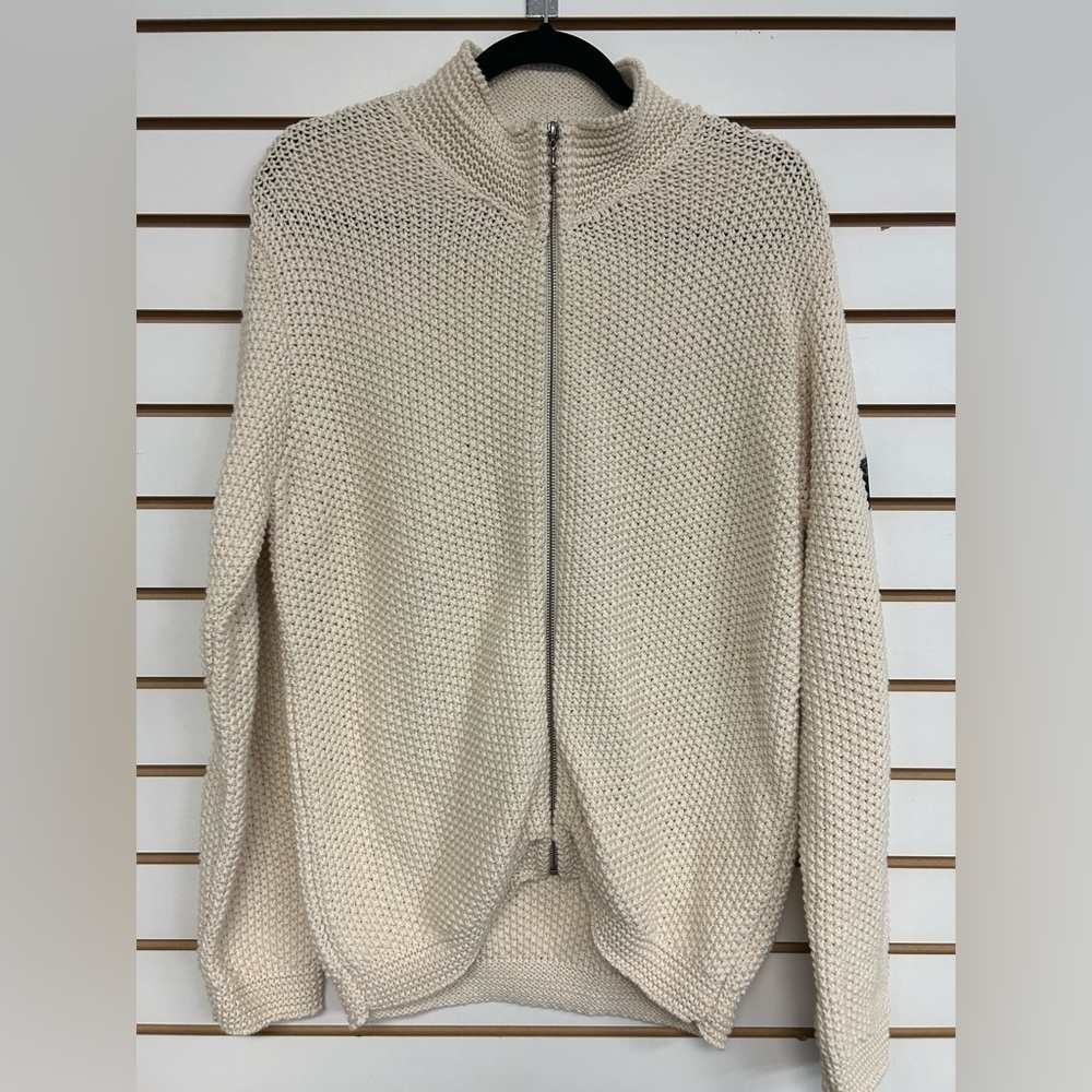 Nantucket Whaler Full Zip Up‎ Men’s Sweater - Cream - Size L